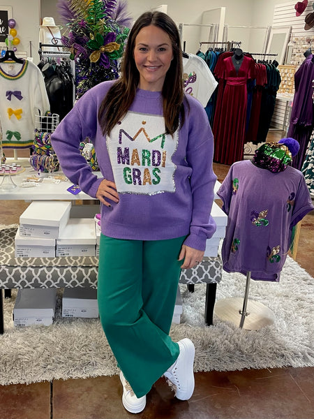 Mardi Gras Sequins Sweater