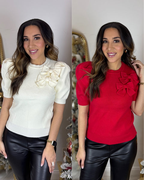 Posh Christmas Puff Sleeve Top