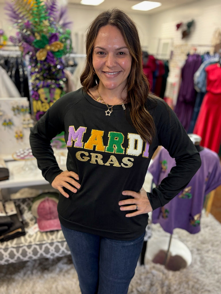 Mardi Gras Chenille Patch Sweatshirt