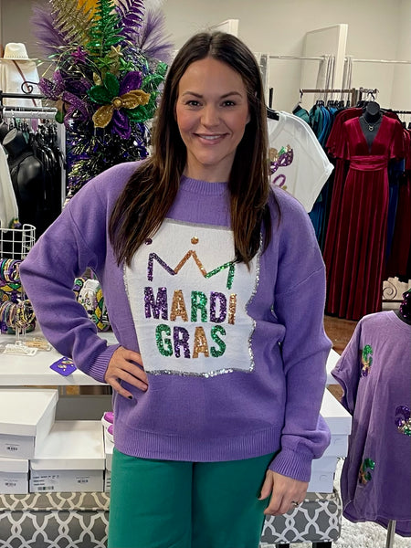 Mardi Gras Sequins Sweater