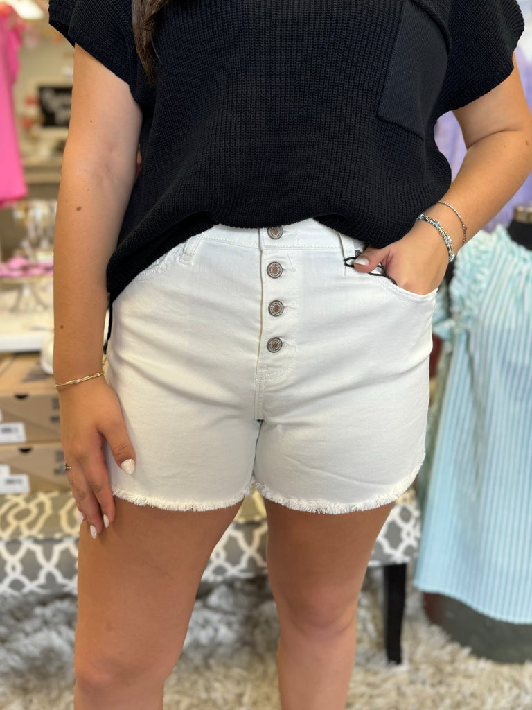 White Button Fly Short