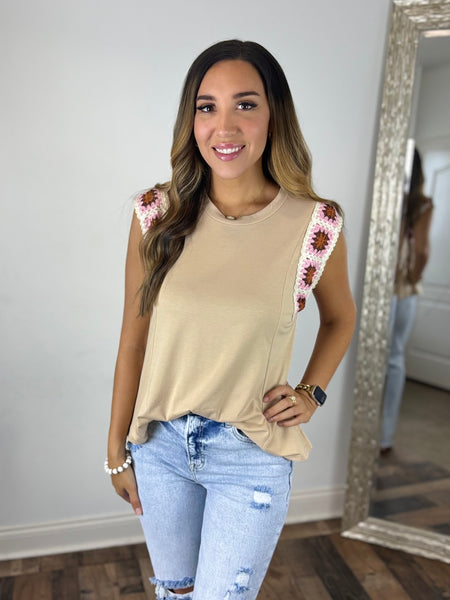 Calliope Crochet Trim Top