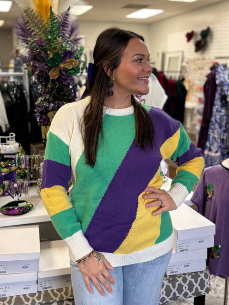 King Cake Color Block Sweater