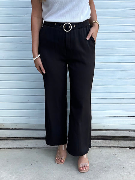 Pearl Buckle Wide Leg Pant