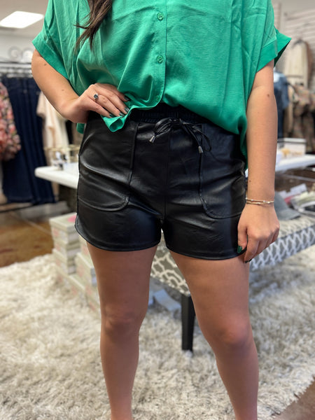 Black Faux Leather Shorts