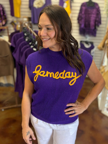 Gameday Embroidered Sleeveless Sweater