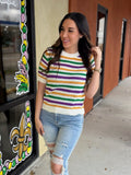 Striped Knit Mardi Gras Top