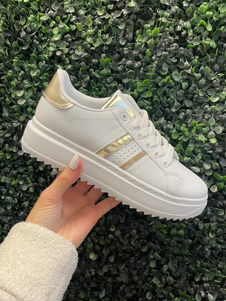 White and Gold Sneaker