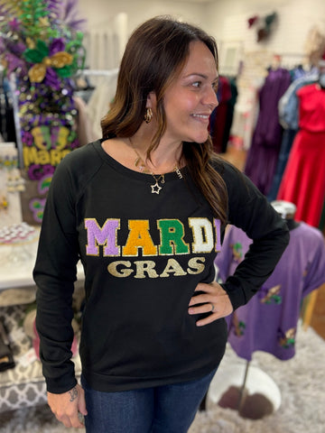 Mardi Gras Chenille Patch Sweatshirt