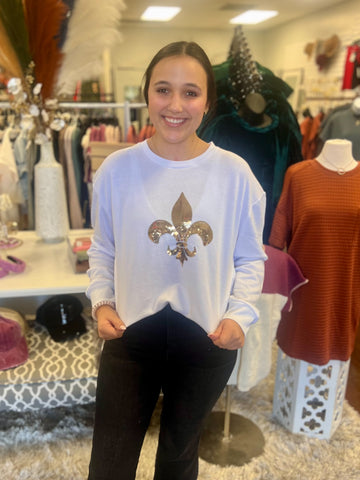 Fleur De Lis Sequins Sweater