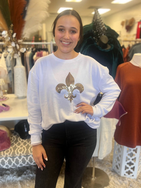 Fleur De Lis Sequins Sweater