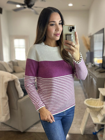 Sugar Plum Color Block Sweater