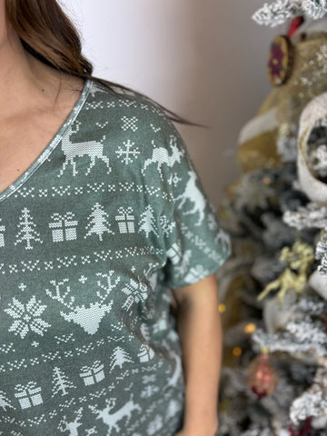 Green Reindeer Pj Set