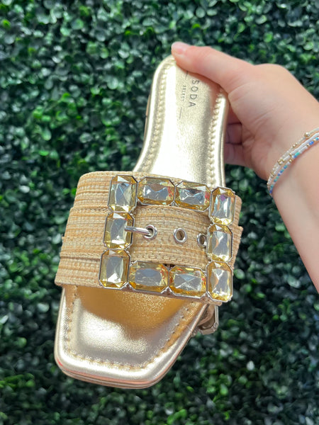 Line Rhinestone Sandal