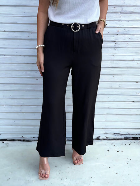 Pearl Buckle Wide Leg Pant