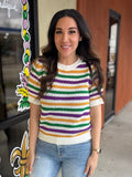 Striped Knit Mardi Gras Top