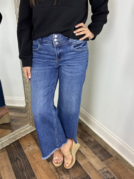 Candace Cropped Wide Leg Denim - Risen