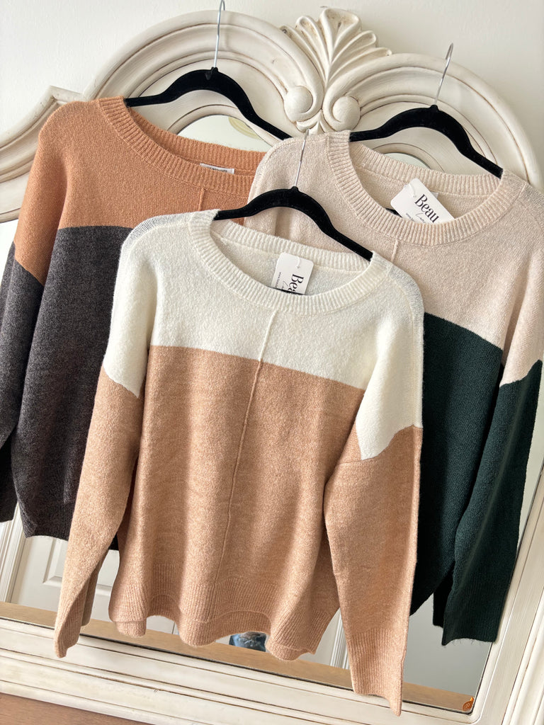 Coffee Run Color Block Sweater