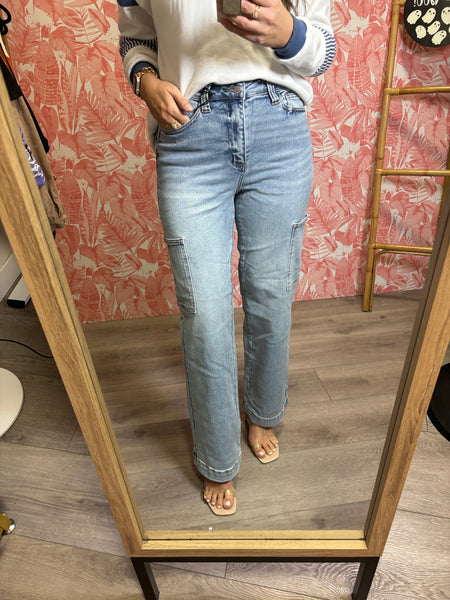 Judy Blue Full Size High Waist Straight Cargo Jeans