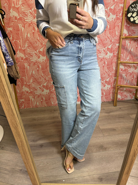 Judy Blue Full Size High Waist Straight Cargo Jeans