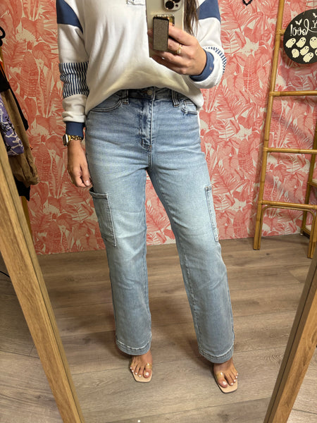 Judy Blue Full Size High Waist Straight Cargo Jeans