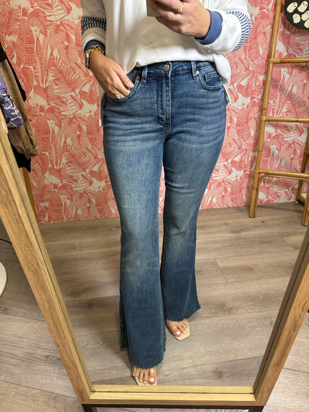 Judy Blue Full Size Tummy Control Cut Hem Flare Jeans