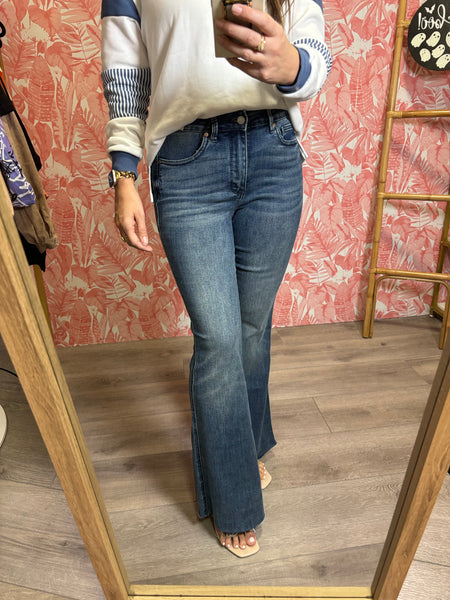 Judy Blue Full Size Tummy Control Cut Hem Flare Jeans